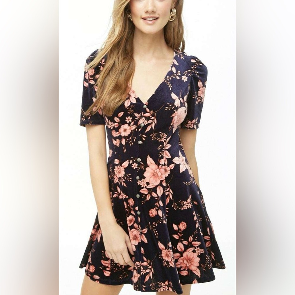 Elegant Floral V-Neck Women's mini dress